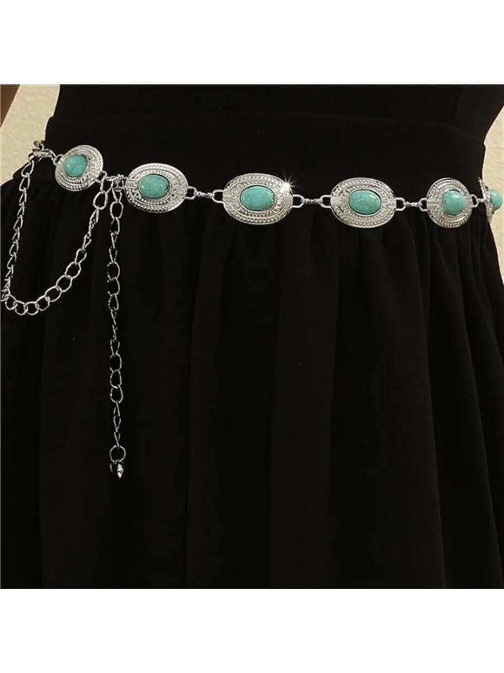 Women Western Turquoise Concho Waist Chain